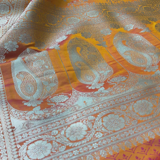Luxury Banarasi saree with floral vines meenakari jaal work