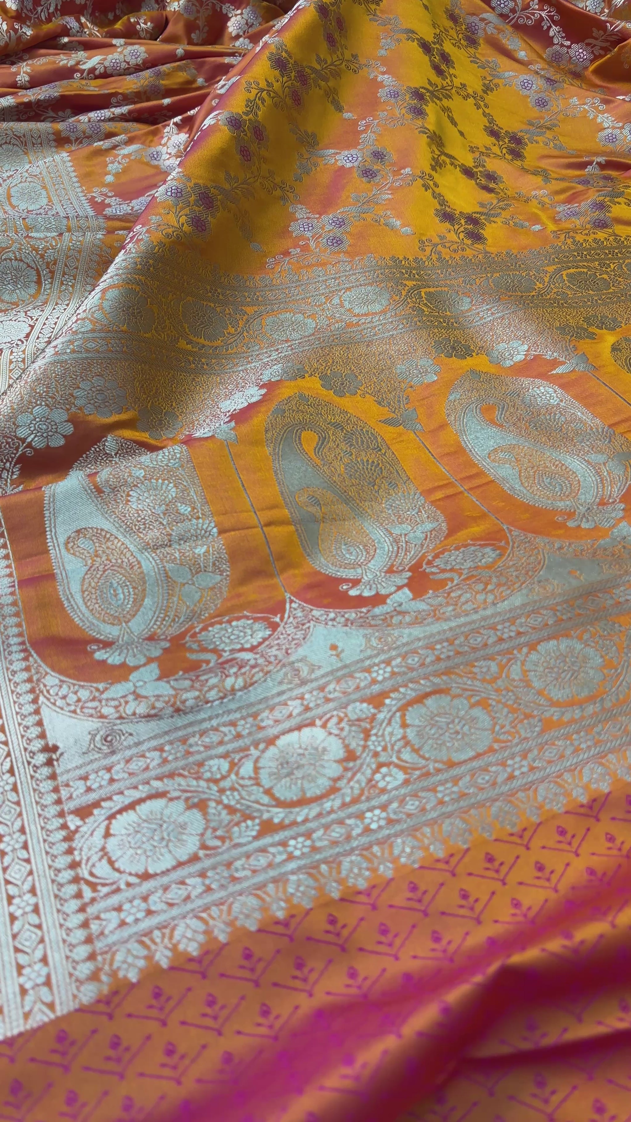 Luxury Banarasi saree with floral vines meenakari jaal work