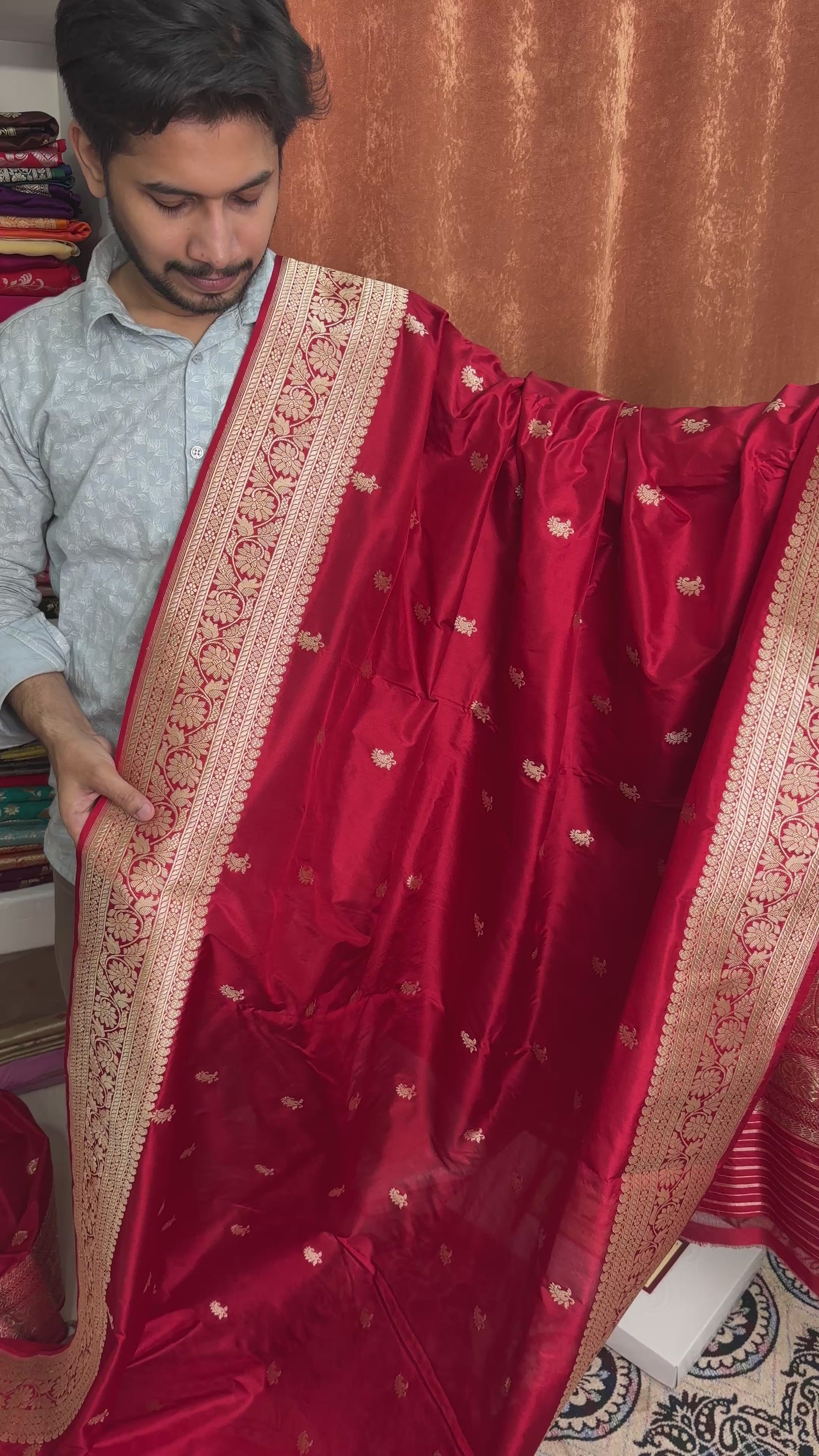 Premium Bridal Banarasi Saree in Rich Bloody Red Color