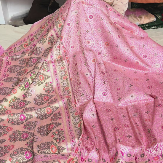 Bridal Pure Katan Silk Handloom Banarasi Saree with Intricate Tilfi Border