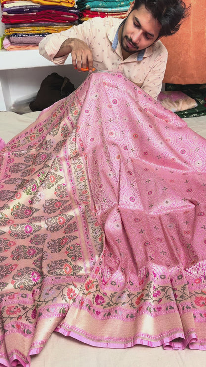 Bridal Pure Katan Silk Handloom Banarasi Saree with Intricate Tilfi Border