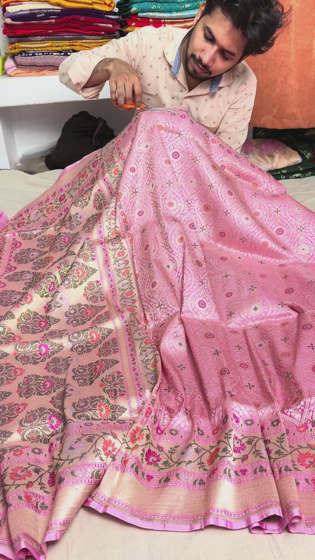 Bridal Pure Katan Silk Handloom Banarasi Saree with Intricate Tilfi Border