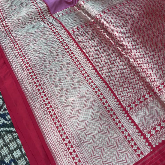 Rani pink pure katan silk saree with rich Banarasi border