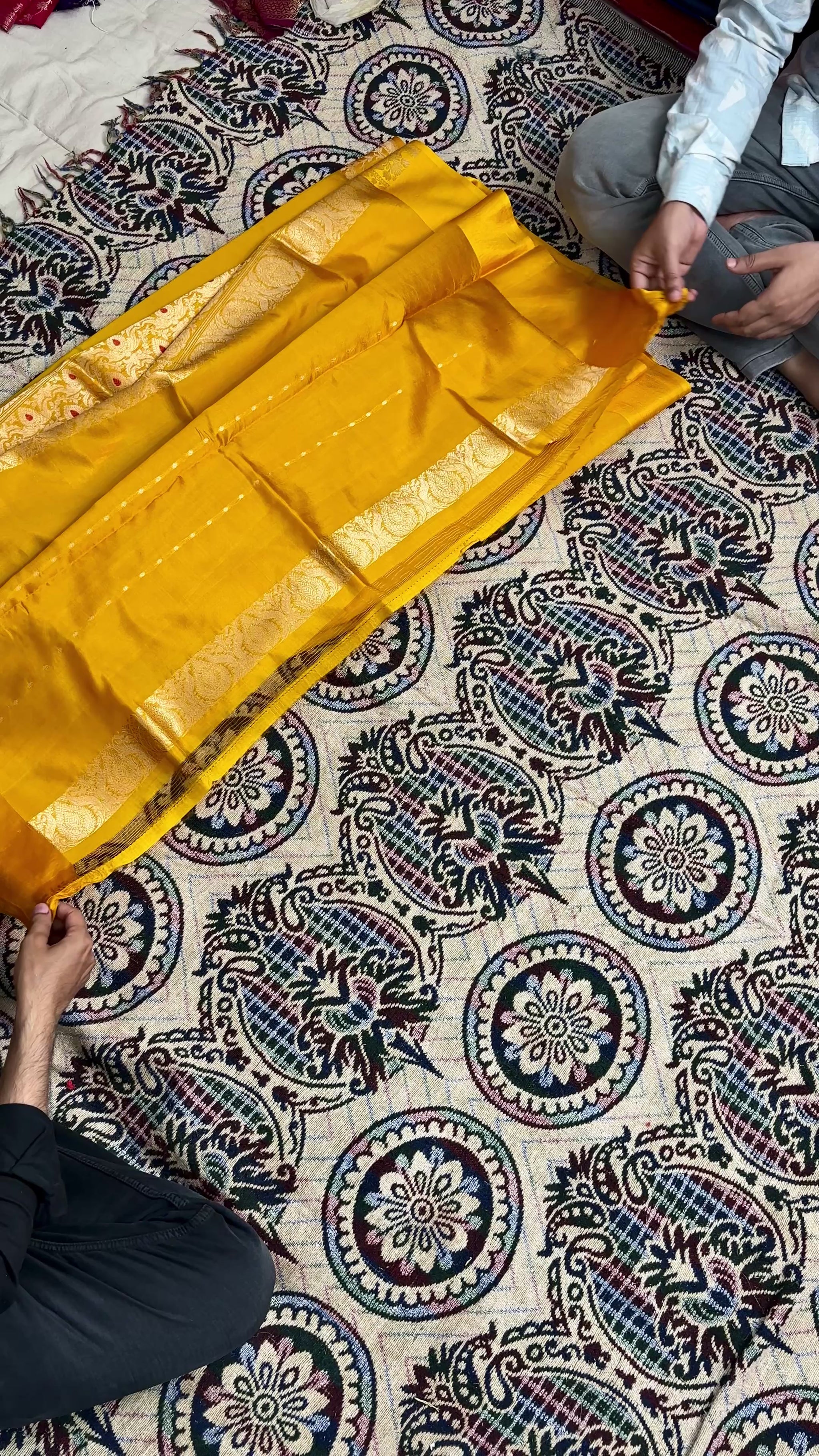premium gold mustard banarasi saree mango silk kadwa motif design
