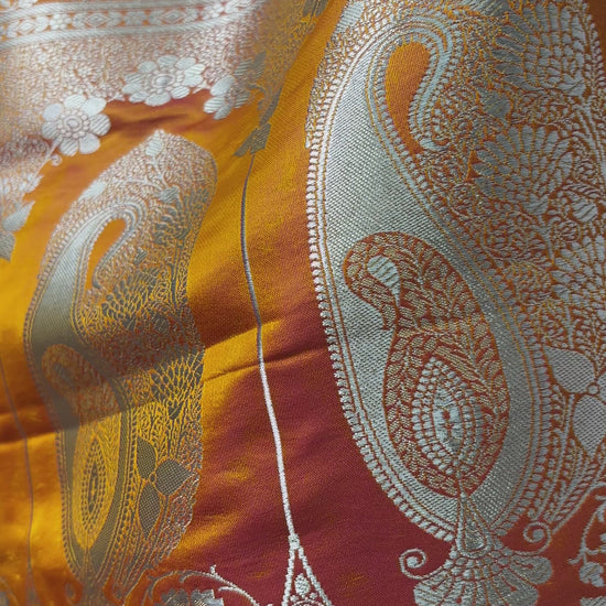 Traditional Banarasi saree Mashru Katan silk with detailed zari border