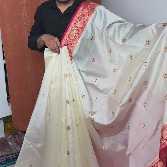 handloom mango silk saree zari floral border