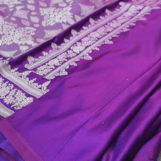 lightweight mashru katan silk saree purple wine drape