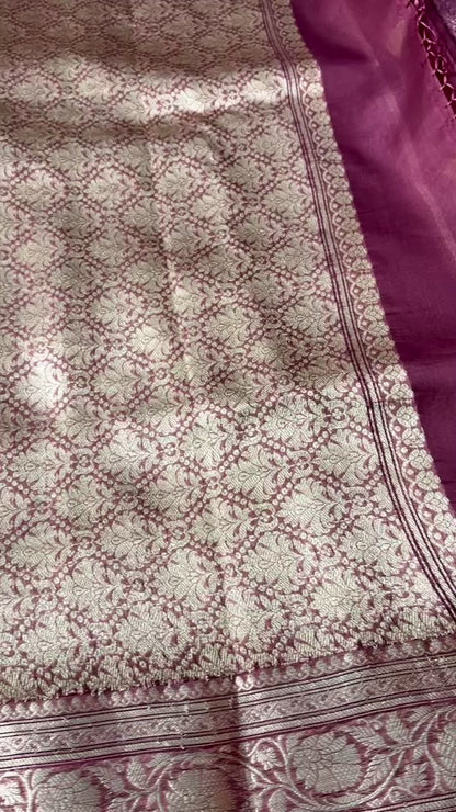 Pure Kora Silk Handloom Saree from Varanasi with Golden Zari