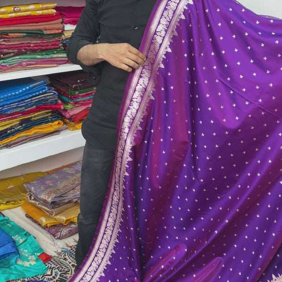 indian saree dual tone purple wine with meenakari border
