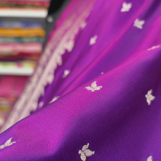 party wear banarasi saree wine purple color design