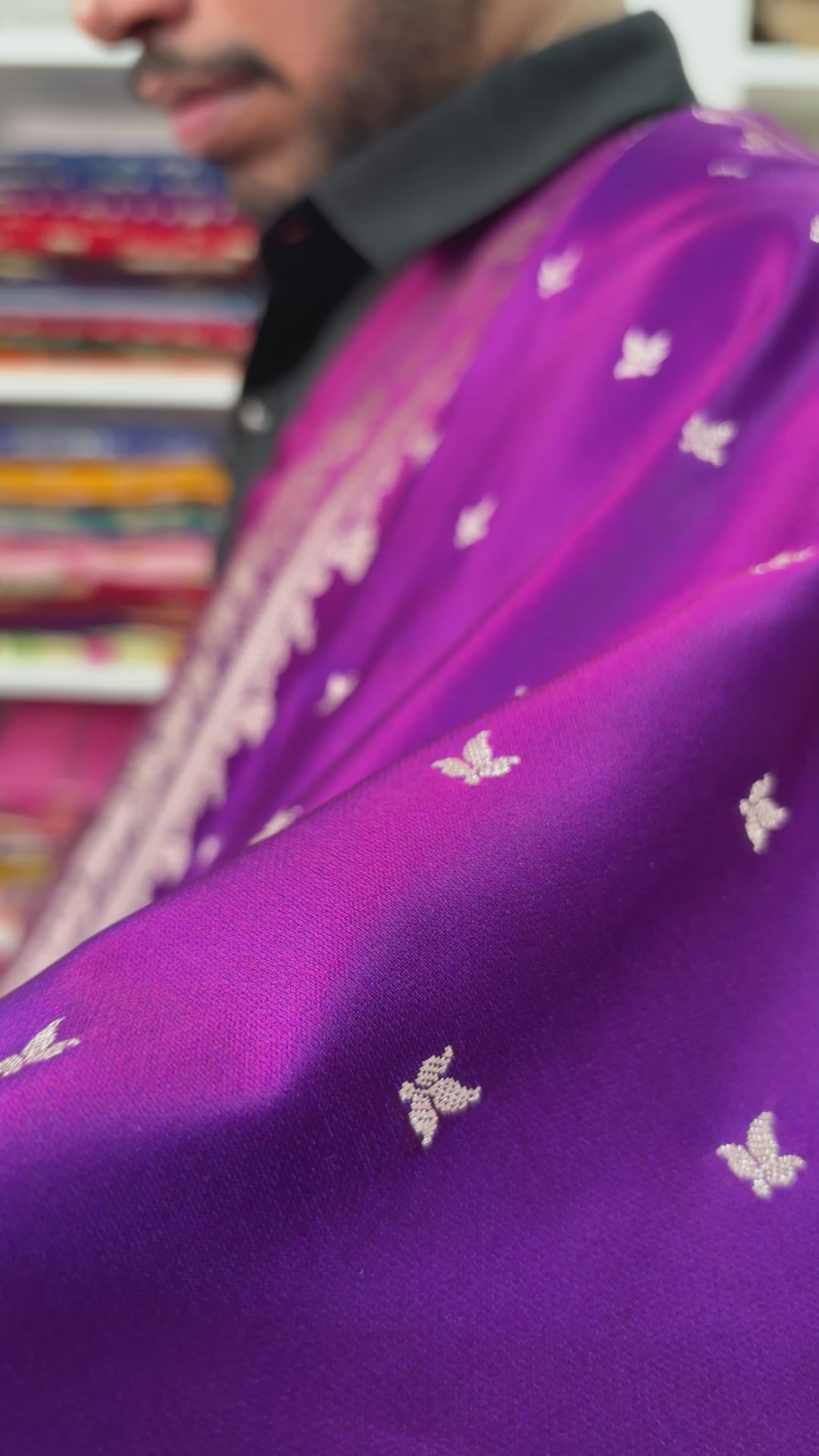 party wear banarasi saree wine purple color design
