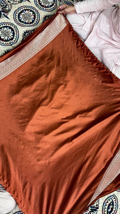 Royal Chocolate Brown Mashru Katan Silk Banarasi Saree | Rani Mukherjee Inspired