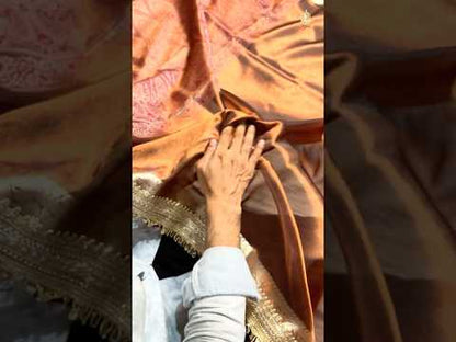Party Wear Glass Tissue Saree in Rust Orange Colour